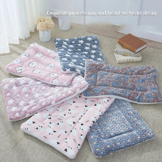 Tapis de couchage en flanelle pour animaux de compagnie, lit pour chien, litière pour chat, lit pour chiot, canapé pour chien, coussin de matelas adorable pour petits et grands chiens, couverture d'hiver