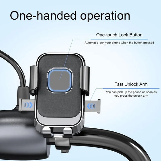 Universal Bike Phone Holder 360° Rotatable Phone Holder Handlebar Stand One Hand Operation GPS Clip for Motorcycle ATV Scooter