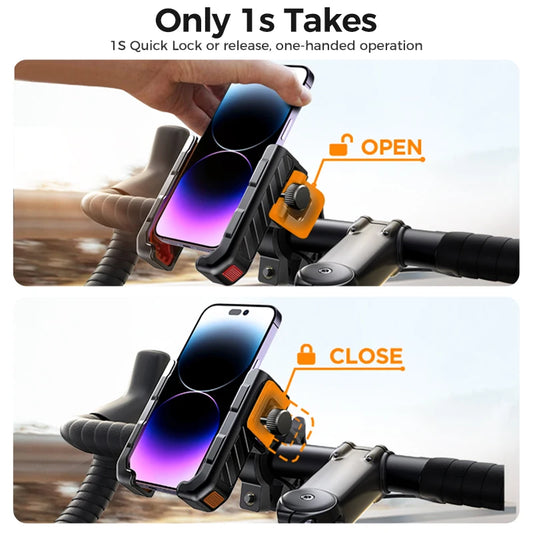 Joyroom Universal Motorcycle Phone Holder Half Enclosure Design Bike Bicycle Phone Mount Quick Lock For iPhone 4.7"-7" Phones