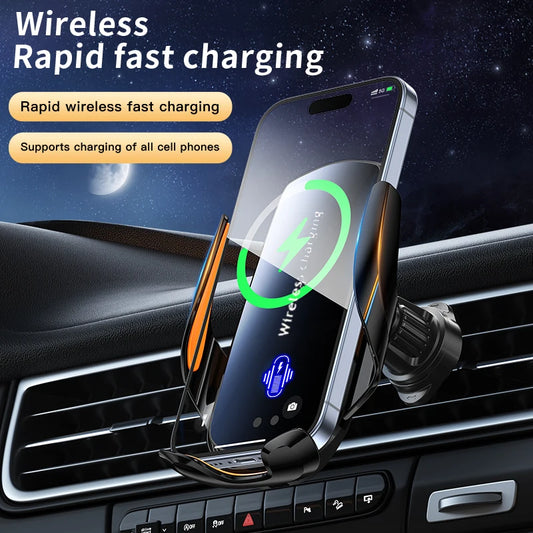 1PC Updated Car Wireless Phone Holder with Wireless Charging, Universal Ventilation Components, 360° Rotating Arm, USB Connector