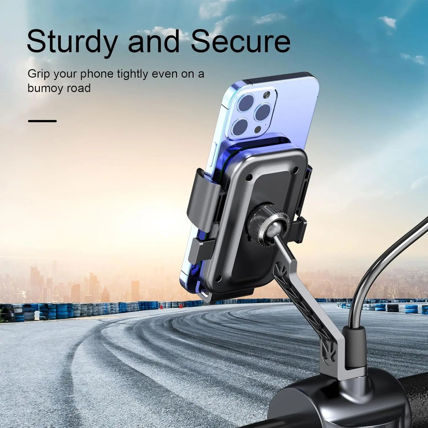 Universal Bike Phone Holder 360° Rotatable Phone Holder Handlebar Stand One Hand Operation GPS Clip for Motorcycle ATV Scooter