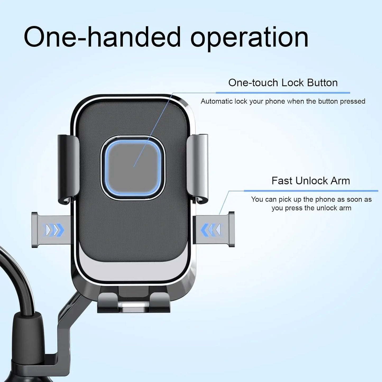 Universal Bike Phone Holder 360° Rotatable Phone Holder Handlebar Stand One Hand Operation GPS Clip for Motorcycle ATV Scooter
