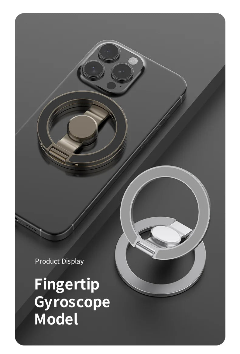 2025 Double-Sided MagSafe Phone Holder for iPhone 14/15/16, Foldable 360° Rotating Stand with Strong Magnet & Finger Grip Suppor