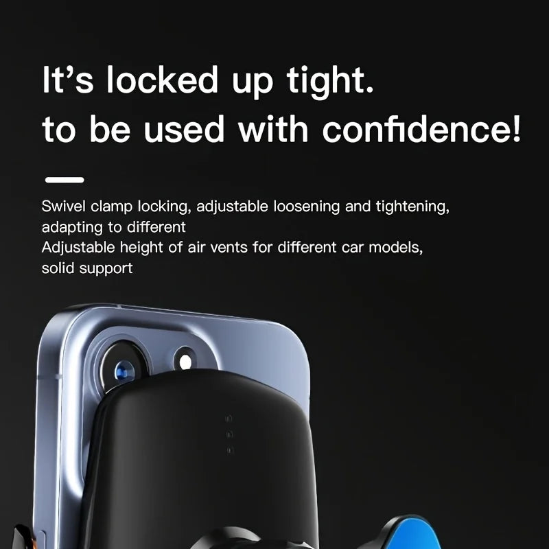 1PC Updated Car Wireless Phone Holder with Wireless Charging, Universal Ventilation Components, 360° Rotating Arm, USB Connector