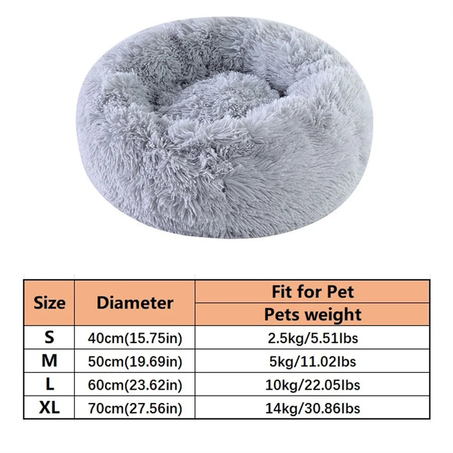 Tapis de lit douillet pour chat, lit apaisant en fausse fourrure pour chien, lit rond en forme de beignet, confortable pour dormir, lavable pour les chiens et les chats de petite et moyenne taille.