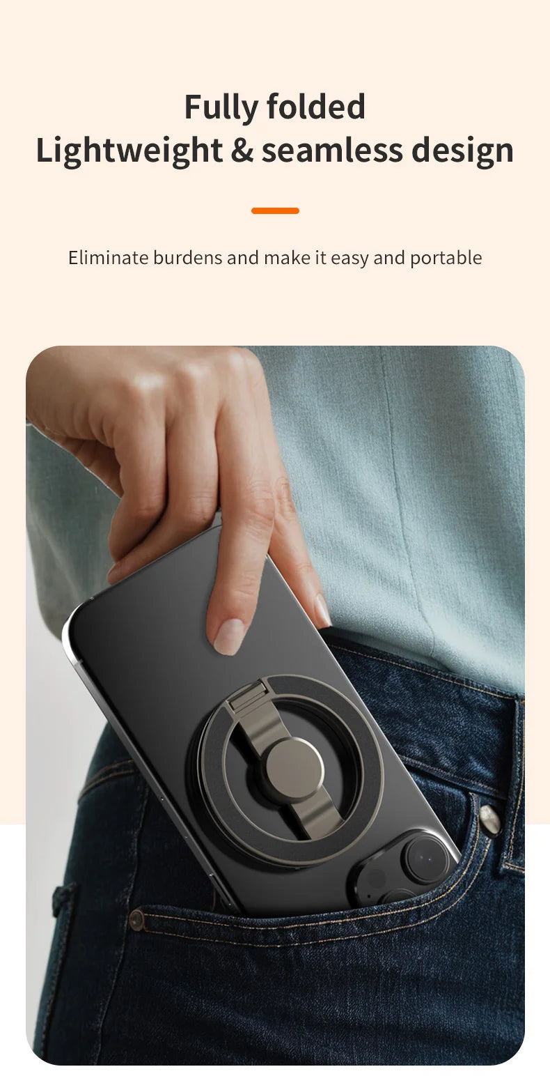 2025 Double-Sided MagSafe Phone Holder for iPhone 14/15/16, Foldable 360° Rotating Stand with Strong Magnet & Finger Grip Suppor