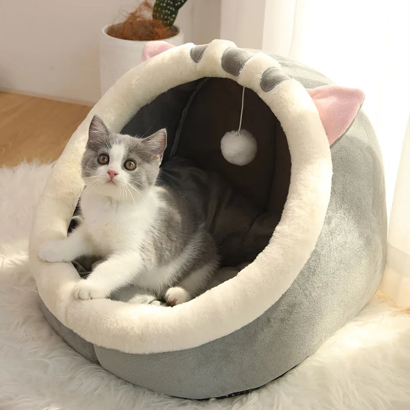 Lit pour chat à sommeil profond, lit pour animaux de compagnie en dessin animé, lit pour animaux de compagnie pliable, amovible et lavable, pour petit chien, tapis, sac, grotte, lit pour chats