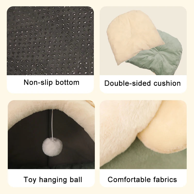 Lit pour chat à sommeil profond, lit pour animaux de compagnie en dessin animé, lit pour animaux de compagnie pliable, amovible et lavable, pour petit chien, tapis, sac, grotte, lit pour chats