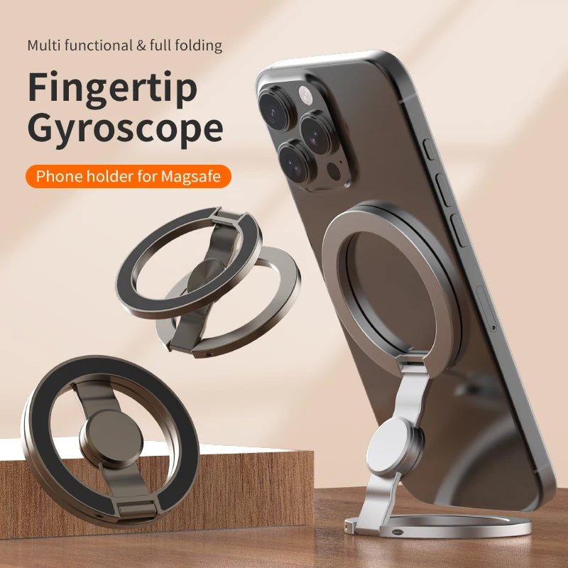 2025 Double-Sided MagSafe Phone Holder for iPhone 14/15/16, Foldable 360° Rotating Stand with Strong Magnet & Finger Grip Suppor