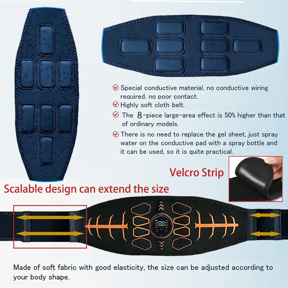 Ceinture de Tonification Abdominale Smart Muscle Toner, Entraîneur d'Abdos USB Rechargeable, Masseur Corporel, Équipement de Fitness pour la Maison