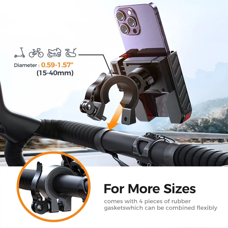 Joyroom Universal Motorcycle Phone Holder Half Enclosure Design Bike Bicycle Phone Mount Quick Lock For iPhone 4.7"-7" Phones