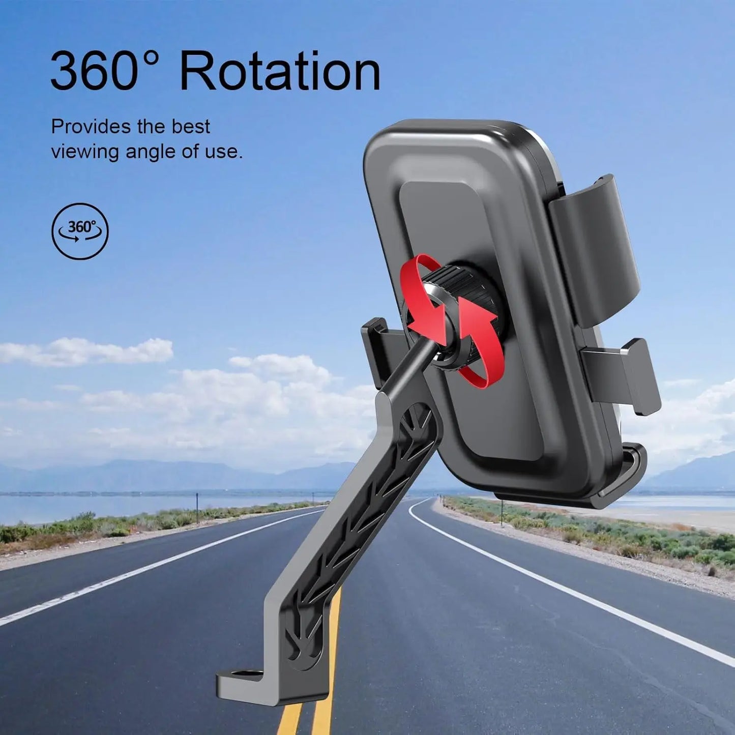 Universal Bike Phone Holder 360° Rotatable Phone Holder Handlebar Stand One Hand Operation GPS Clip for Motorcycle ATV Scooter