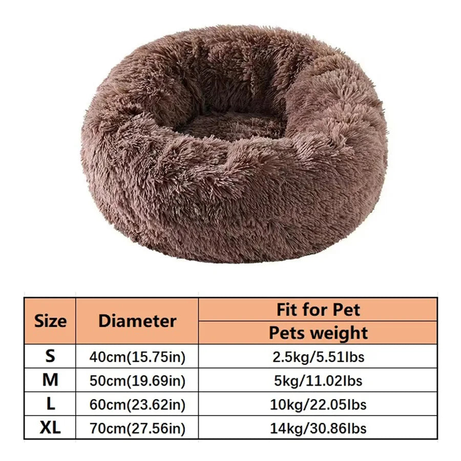Tapis de lit douillet pour chat, lit apaisant en fausse fourrure pour chien, lit rond en forme de beignet, confortable pour dormir, lavable pour les chiens et les chats de petite et moyenne taille.