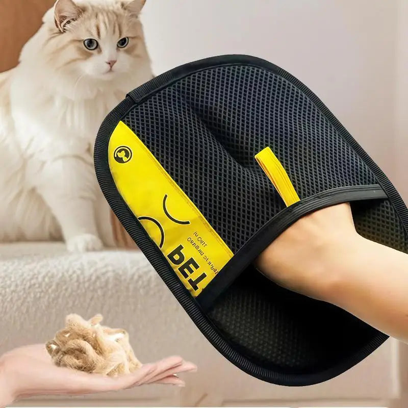 Pet Hair Remover Gloves Electrostatic for Cats Dogs, Reusable Washable Grooming Glove with 2-in-1 Lint Roller Brush - Safe Non-T