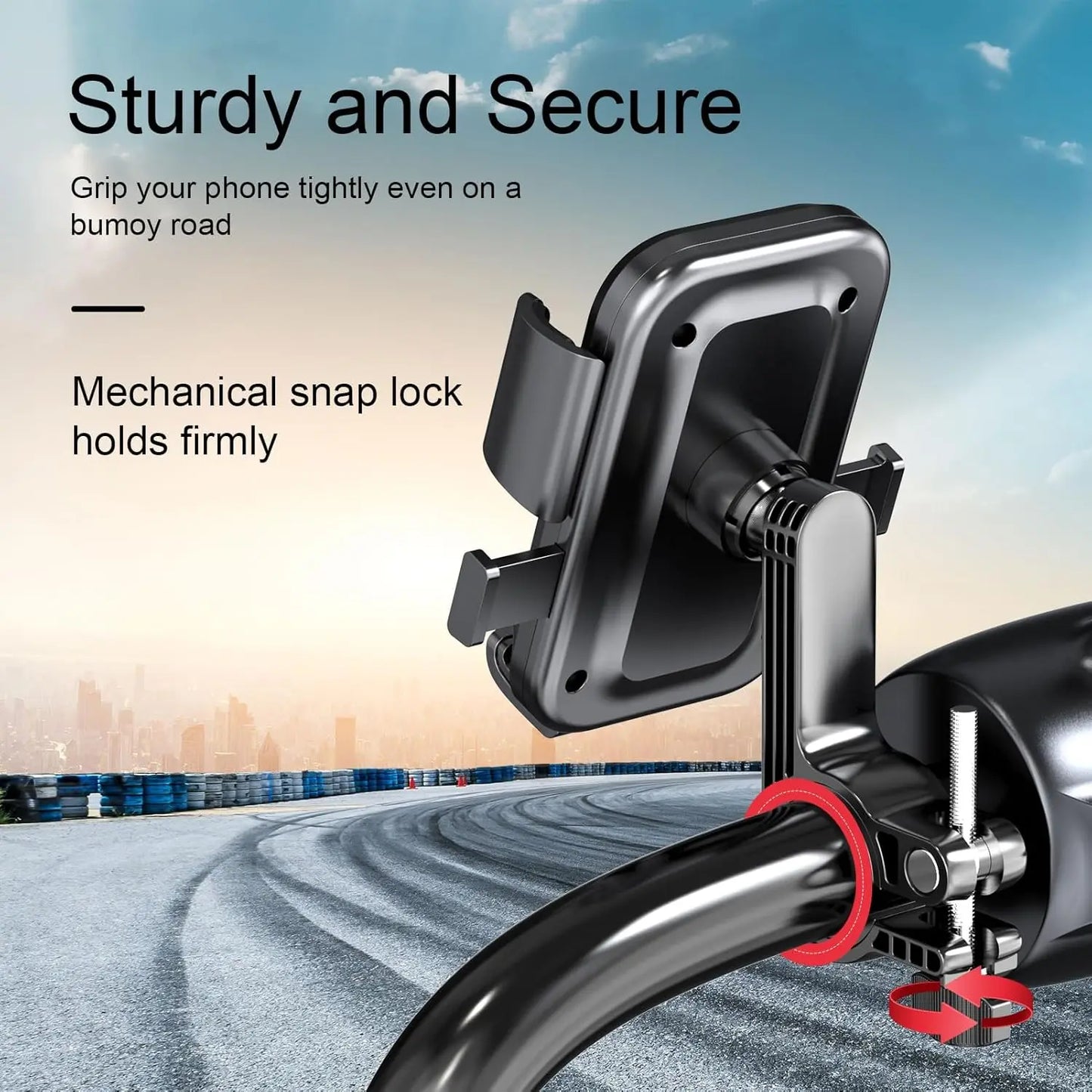 Universal Bike Phone Holder 360° Rotatable Phone Holder Handlebar Stand One Hand Operation GPS Clip for Motorcycle ATV Scooter
