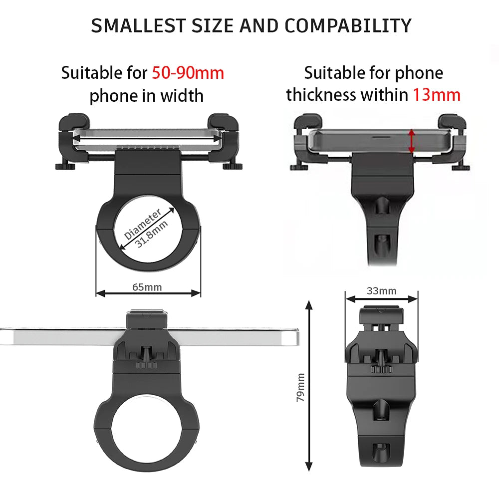 UPPEL Bike Phone Holder Mini Phone Holder for MTB Bicycle 360 Rotatable Cycling Mobile Stand Cellphone Support Mount 31.8mm