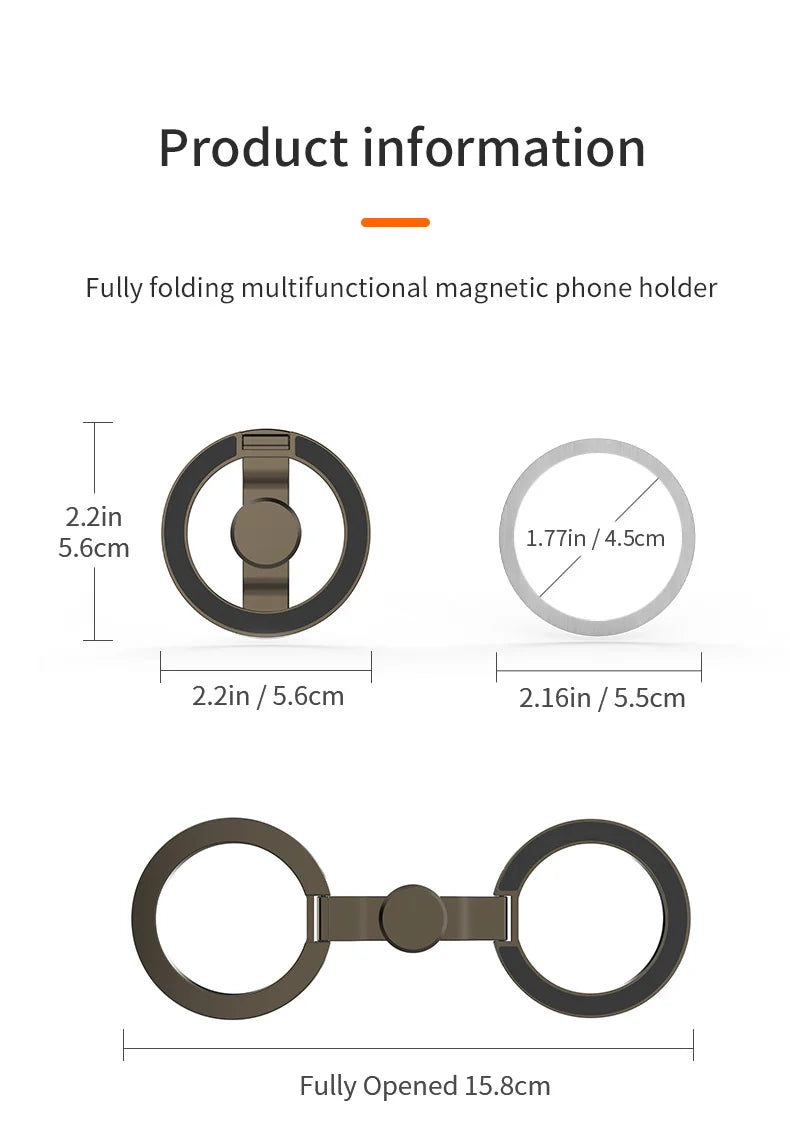 2025 Double-Sided MagSafe Phone Holder for iPhone 14/15/16, Foldable 360° Rotating Stand with Strong Magnet & Finger Grip Suppor