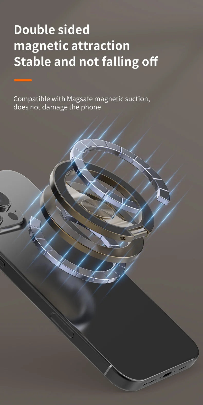 2025 Double-Sided MagSafe Phone Holder for iPhone 14/15/16, Foldable 360° Rotating Stand with Strong Magnet & Finger Grip Suppor