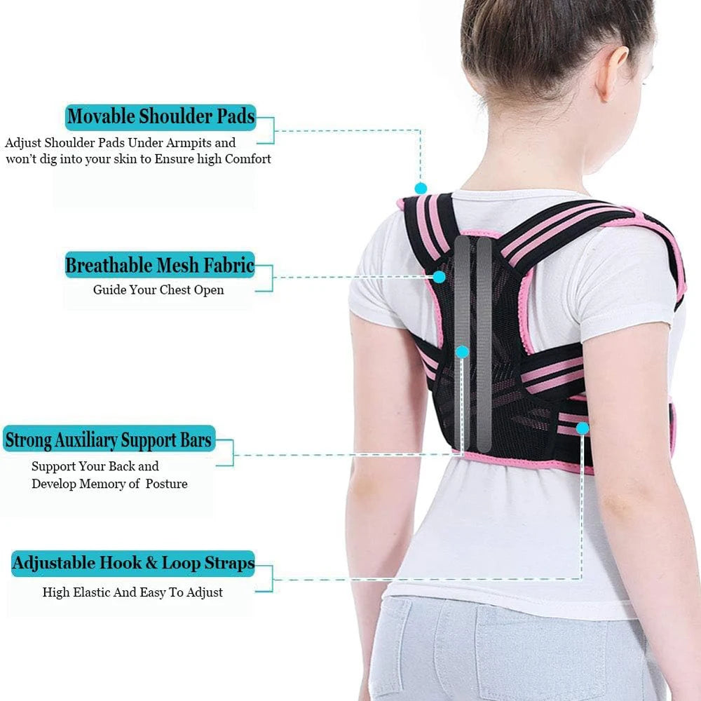 Correcteur de Posture pour Enfants, Redresse Dos pour Adolescents Garçons et Filles Discret sous les Vêtements, Soutien Dorsal Améliorant le Port de Tête