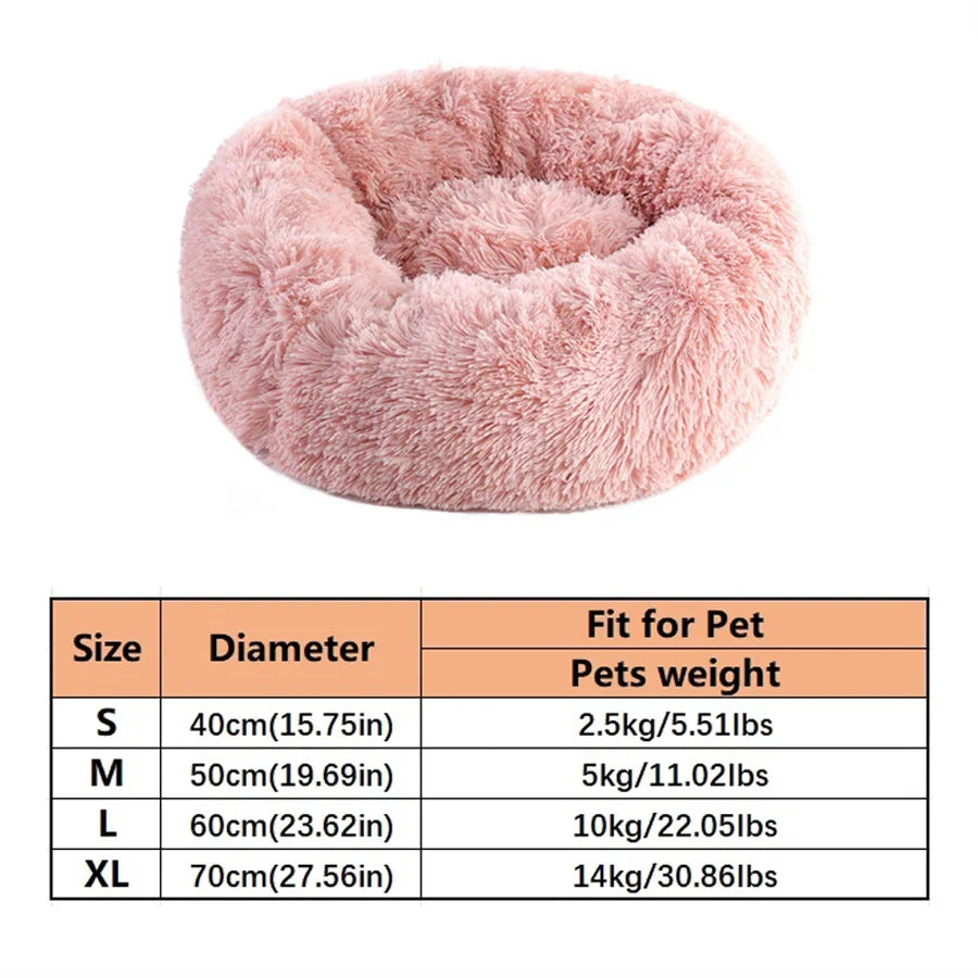 Tapis de lit douillet pour chat, lit apaisant en fausse fourrure pour chien, lit rond en forme de beignet, confortable pour dormir, lavable pour les chiens et les chats de petite et moyenne taille.