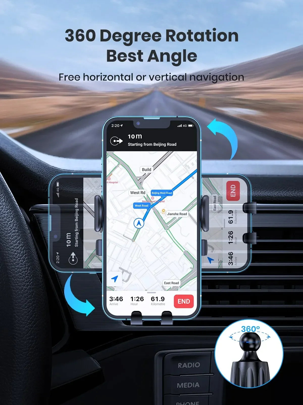 New Universal Car Bracket Gravity Auto Phone Holder Car Air Vent Clip Mount Mobile Phone Holder Cell Phone Stand For All Phones