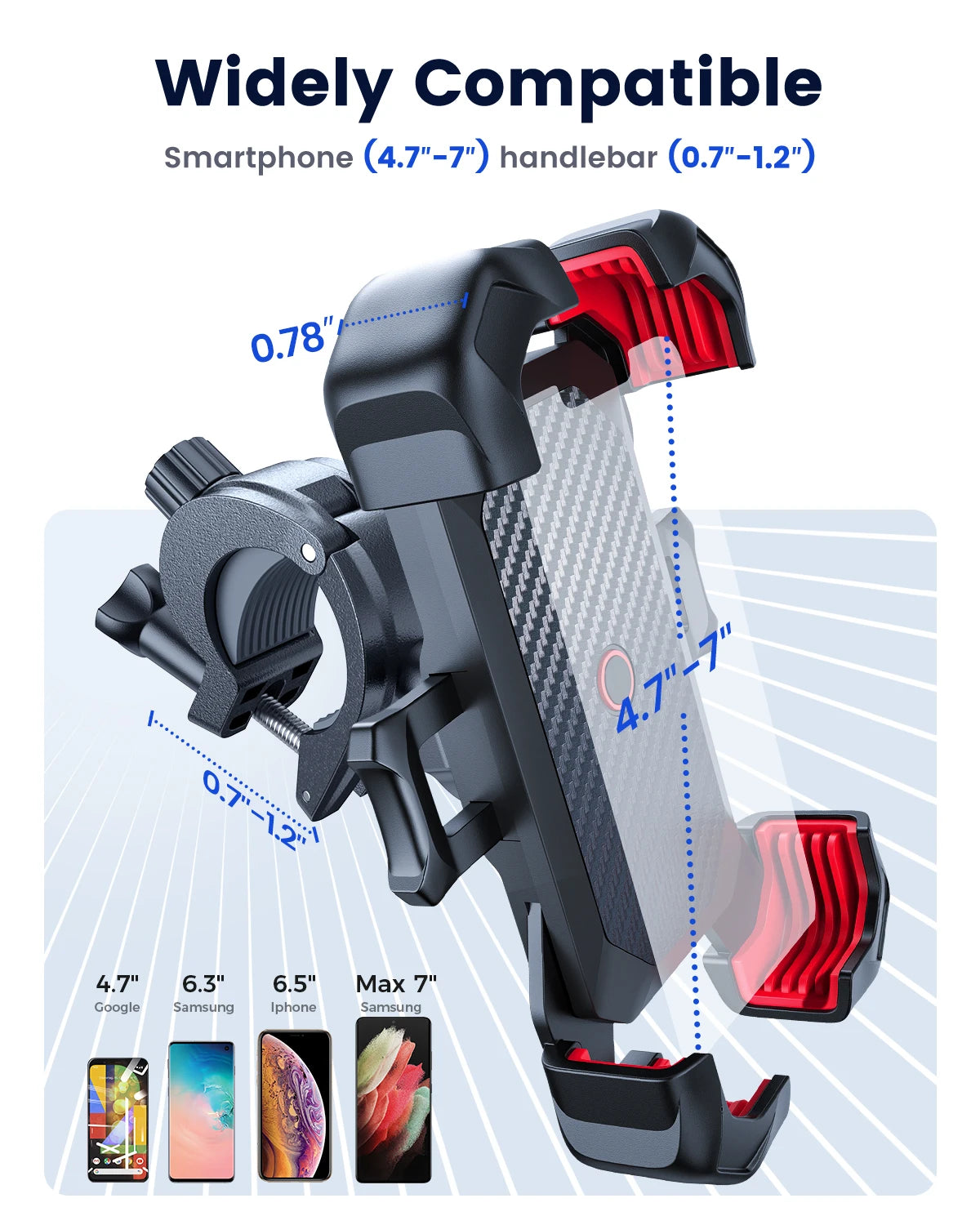 Joyroom Universal Bike Phone Holder 360° View Bicycle Phone Holder for 4.7-7 inch Mobile Phone Stand Shockproof Bracket GPS Clip