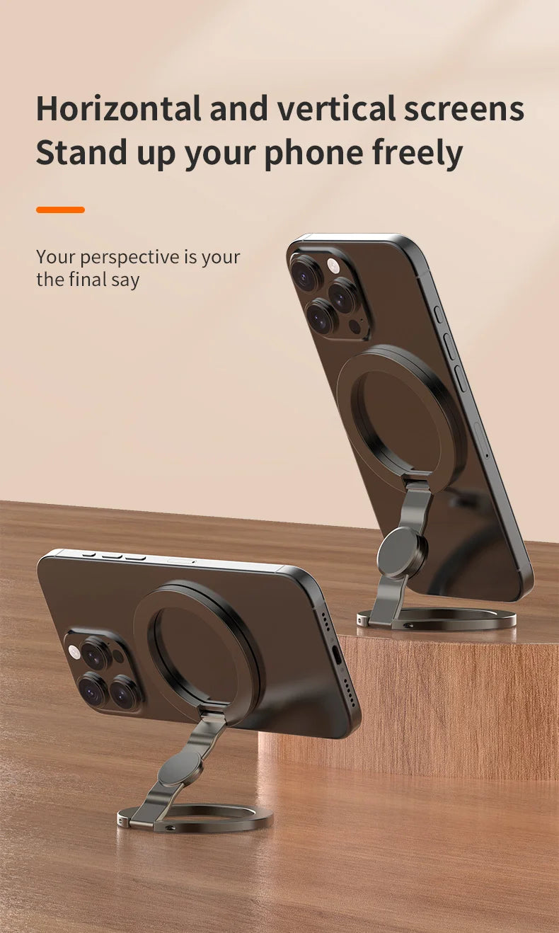 2025 Double-Sided MagSafe Phone Holder for iPhone 14/15/16, Foldable 360° Rotating Stand with Strong Magnet & Finger Grip Suppor